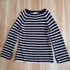 美品　Mila Owen　ミラオーウェン　長袖ボーダーニット　フリー　袖スリット