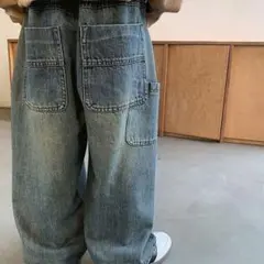 【新品】デニム ワイドパンツ　ベイカーパンツ風 110cm　キッズ