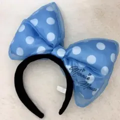 ディズニー ミニー 水玉 水色 カチューシャ