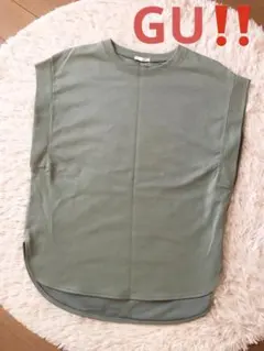 GU‼️ドライフレンチスリーブチュニック M レディース若草色！
