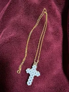パール 十字架 ネックレス