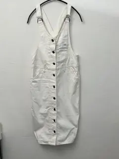 Lee ホワイト タイトデザイン デニム サロペット　オーバーオールスカート