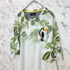 ZARA MAN XLサイズ オオハシ刺繍 グラデーショントロピカル柄 Tシャツのサムネイル