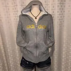 adidas 平成ギャルy2k グランジ海外ガールジップアップパーカー