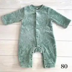 グリーン フリース ロンパース カバーオール　80サイズ