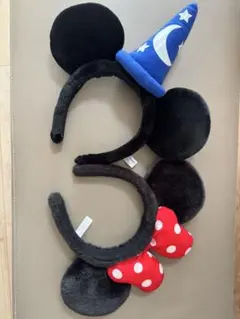 ミッキー ミニー 耳カチューシャ2個セット（大人用）