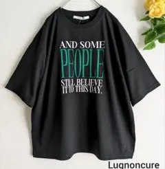 新品　【接触冷感】ビッグロゴリラックスTシャツ　ブラック　ルノンキュールのサムネイル