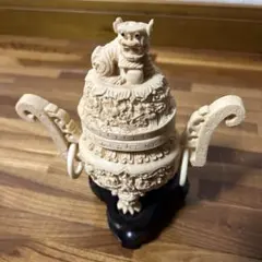 【送料込み】中国骨董　唐木台付き　彫刻　置物　象 大型香炉 手彫工芸品 三鼎型 Amazon｜銅製 玉取獅子香炉 螺鈿細工 中国 唐物 古銅 唐銅 香炉