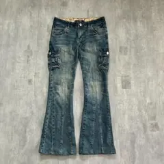 D586 AFT jeans ブーツカットカーゴデニム 29 青 ストレッチのサムネイル