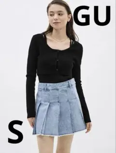 GU デニムプリーツミニスカート