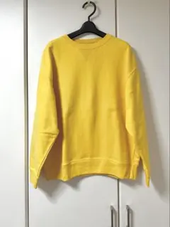 【新品未使用】イエロー クルーネックスウェット ロゴ刺繍