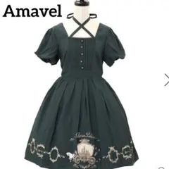 美品✨アマベル　Amavel お城　馬車　バルーンスリーブ　リボン　ワンピースのサムネイル