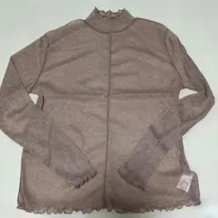 タグ付き　グレイル　シアー　ラメ　ハイネック　長袖トップス　L