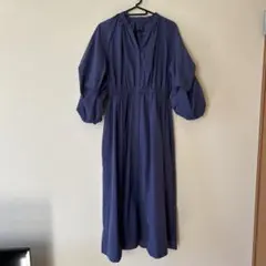 ワンピース　ネイビー　ブルー　バルーン　パフスリーブ