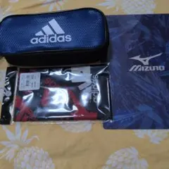 新品.未使用 アディダス筆入れ（ペンケース）＆ハンカチ＆MIZUNO下敷きセットのサムネイル