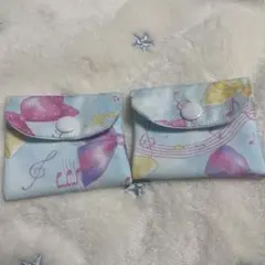 ハンドメイド マルチポーチ ミニポーチ 《16》リボン　水色