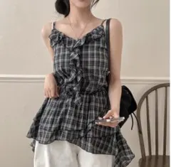 amood チェック　キャミワンピース