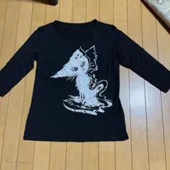 猫イラスト ストーン付き ブラックTシャツ　Otto