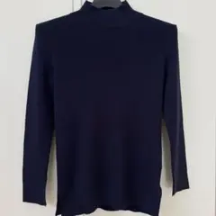 【Eprouve】エプローブストレッチハイネックスリットニット紺S《送料無料》