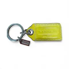 【COACH】 レザー キー ホルダー リング チャーム　茶/黄