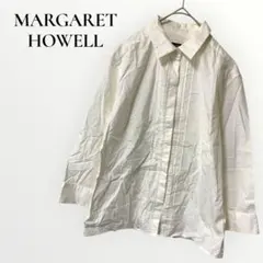 マーガレットハウエル ピンタックシャツ ホワイト 白 長袖 【M】 コットン
