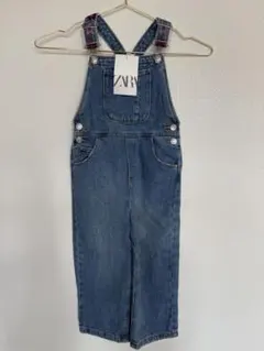 新品ZARA 刺繍デニムオーバーオール　サロペット　ワイドストレート　4歳104