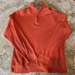 オレンジ コットン ハイネック トレーナー