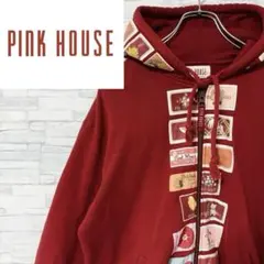 ピンクハウス フルジップ パーカー ワッペン ビッグロゴ レッド L