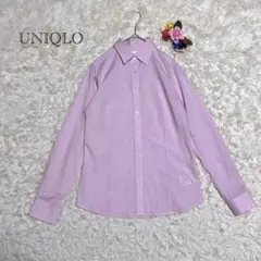 ユニクロ　長袖シャツ ブラウス　ピンク系チェック柄　オフィスカジュアル　美品