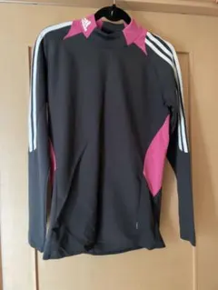 adidasCLIMALITE メンズ長袖ハイネックトップス グレー/ピンク