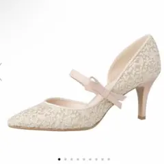 【未使用品】ダイアナ　パンプス　レース　花柄　ラメ　リボン　ピンク　22.5cm