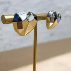 【ハンドメイド】メタルハート型ピアス シルバー