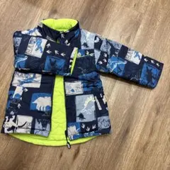 HAKKA KIDS 恐竜柄 リバーシブル　中綿ジャケット フード 100cm