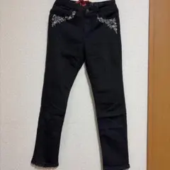 axes femme 刺繍 ブラック ジーンズ L ②