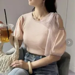 oneafteranother NICE CLAUP ワンショルリボンニット