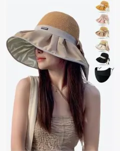 UVカット帽子 レディース サンバイザー ハット日焼け防止 折りたたみ日除け帽子