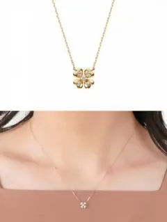 【K10刻印あり】ヴァンドーム青山　ネックレス50周年限定品　四葉　ダイヤモンド