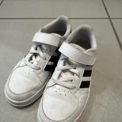 adidas キッズ スニーカー ホワイト ブラック 19cm