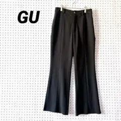 ジーユー センタープレスフレアパンツ ブラック（XL）ストレッチ 美脚シルエット