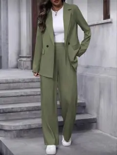 SHEIN 上下セットアップ（ノーカラージャケット＆ワイドパンツ）