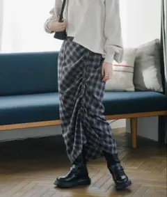Kastane チェックパッチワークスカート
