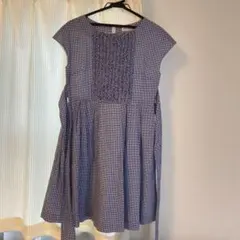 ボンメルスリー　ブルーギンガムワンピース☆38