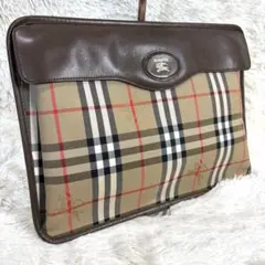 バーバリー シャドーホース ノバチェック レザー クラッチバッグ