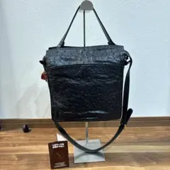 JRA認定☆ オーストリッチ レザー 本革製 ショルダーバッグ ブラックのサムネイル