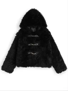 GRL フリース フード付き 黒ダッフルコート