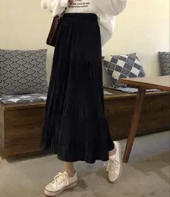 ブラックカジュアルスプリングテ イアードスカート ロングスカート shine