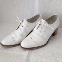 【JILLSTUART】ホワイトレザー レースアップシューズ エレガント23.5