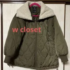 【w closet】ダブルクローゼット ボア襟付きキルティングブルゾン M