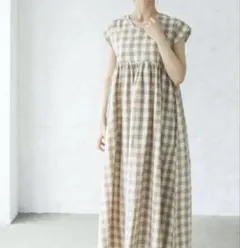 ペアマノン 前後 2WAY フレンチスリーブ ワンピース ギンガムチェック