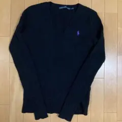 ポロ ラルフローレン ニット セーター 160 S ケーブル編み 刺繍 ウール